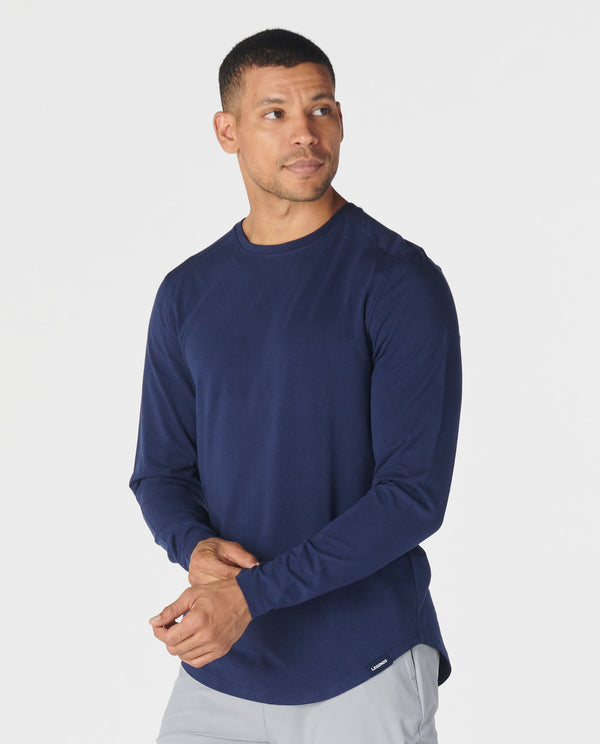 Aviation Tee Curved Hem LS Navy Plus
