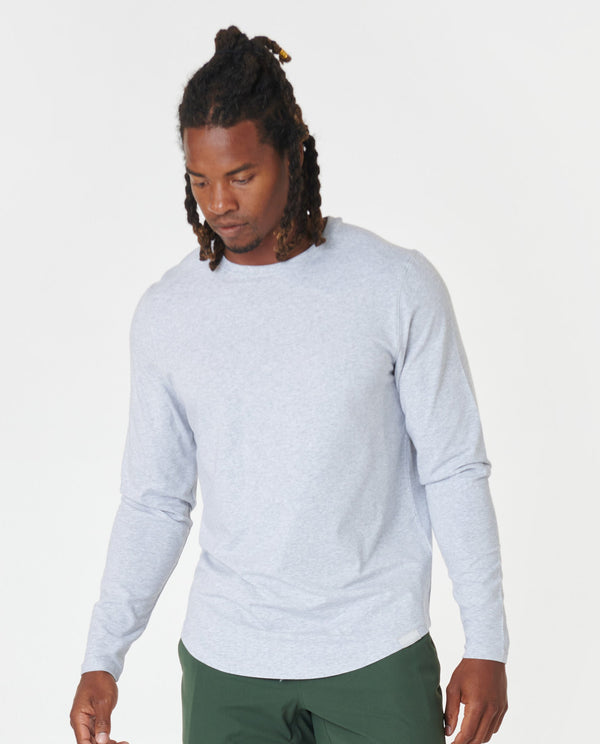 Aviation Tee Curved Hem LS Heather Gray Plus