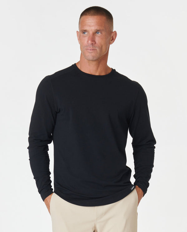 Aviation Tee Curved Hem LS Black Plus