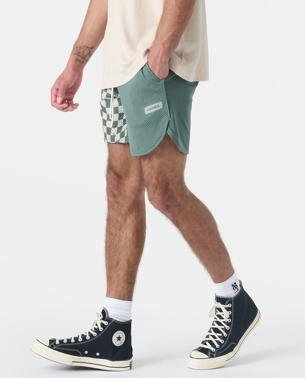 Luka Mesh Short Warped Checkers Hunter Green