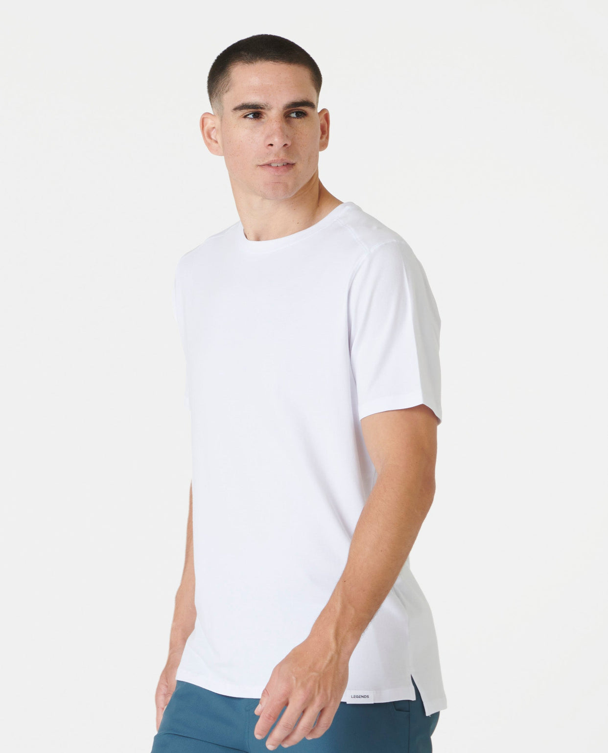 Aviation Tee Split-Hem White Plus