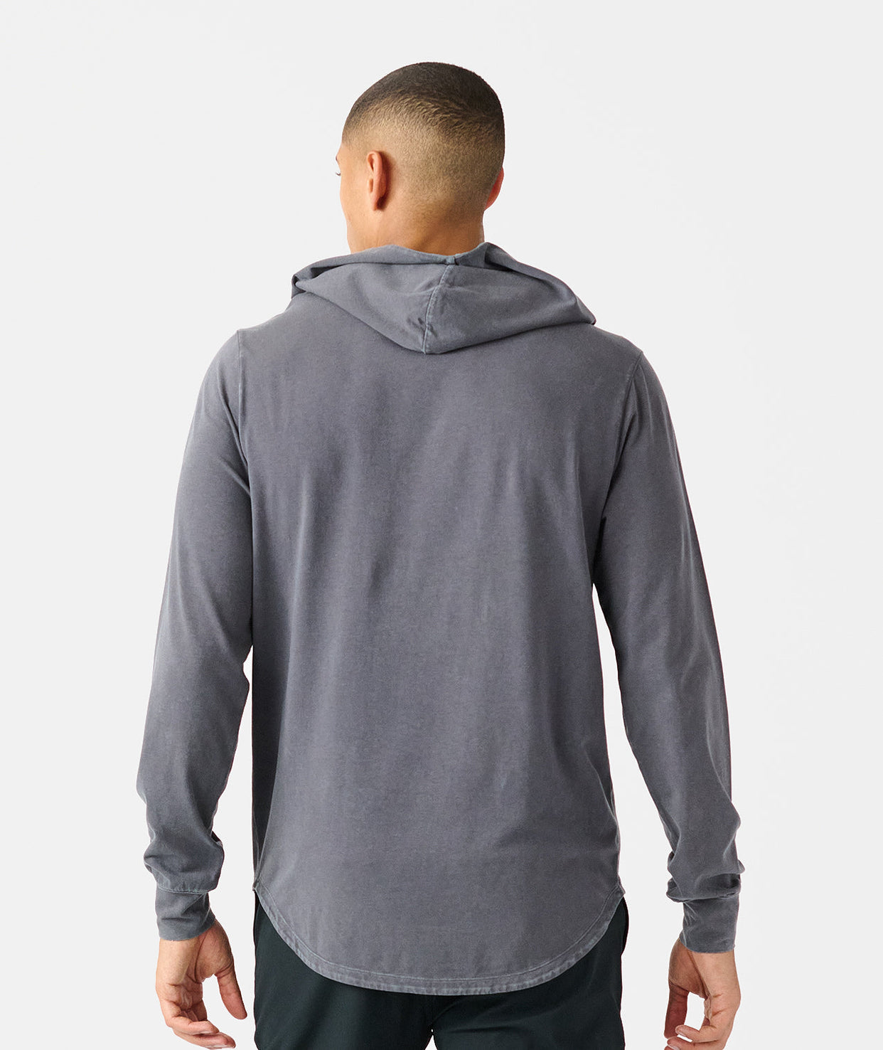 Aviation Tee Hooded LS Washed Charcoal Gray