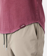 Aviation Tee Curved Hem Washed Fig