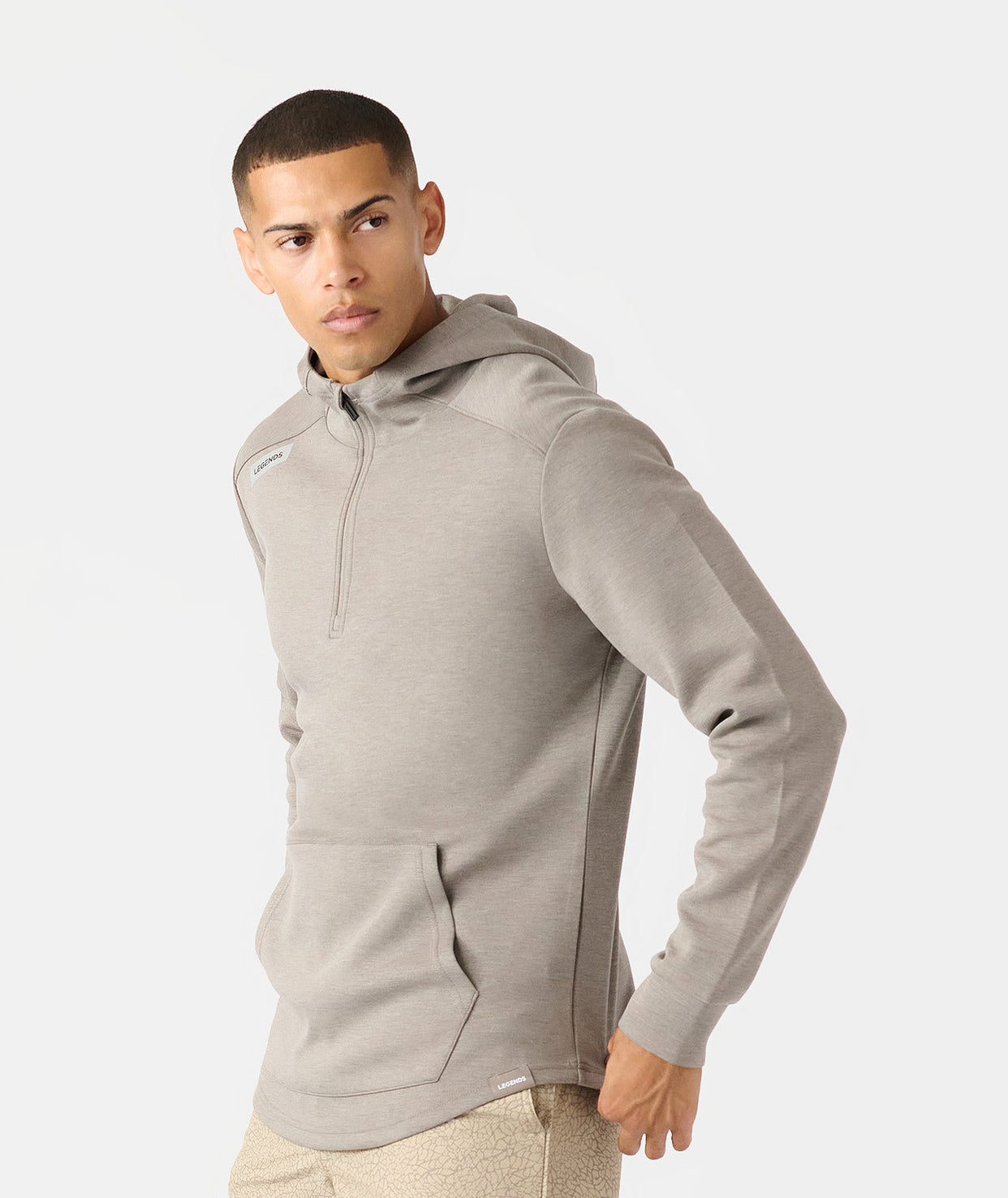 Hawthorne Tech Quarter Zip Hoodie (Slim-Fit) Taupe Heather