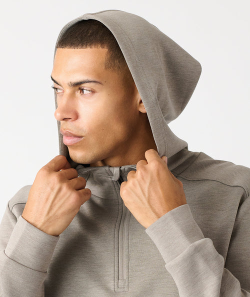 Hawthorne Tech Quarter Zip Hoodie (Slim-Fit) Taupe Heather
