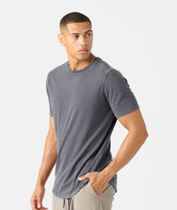 Aviation Tee Curved Hem Washed Charcoal