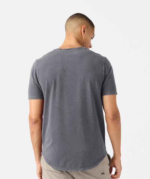 Aviation Tee Curved Hem Washed Charcoal