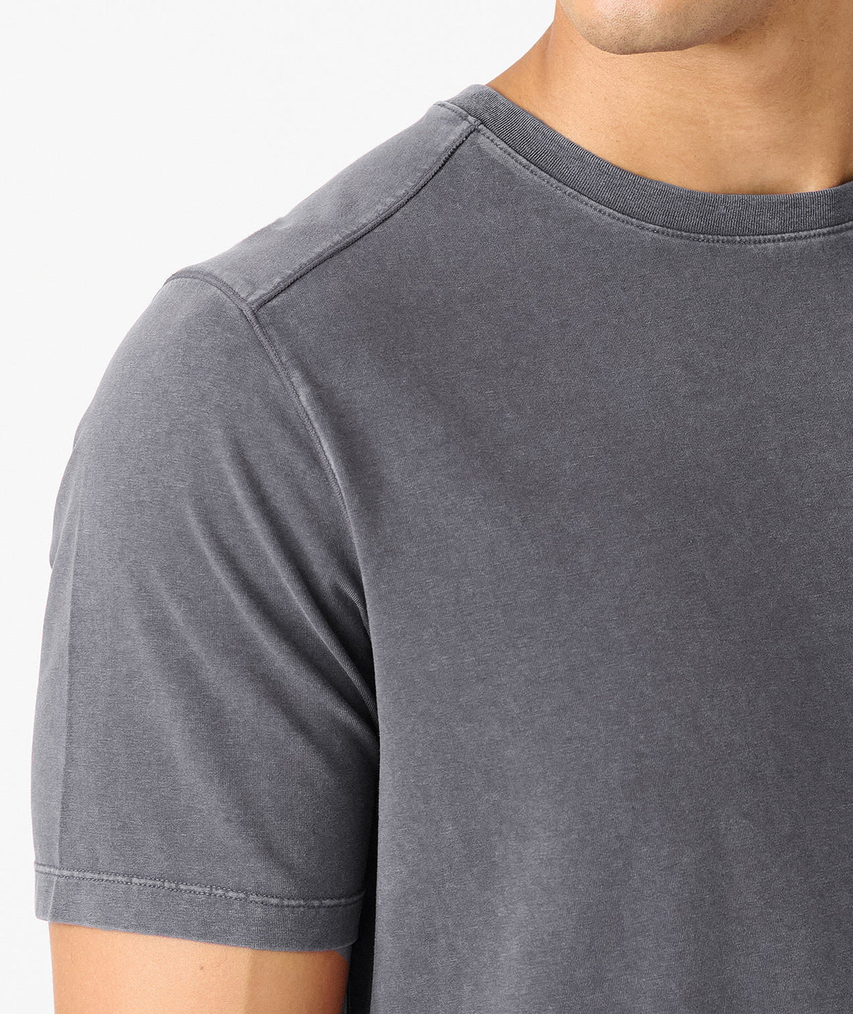 Aviation Tee Curved Hem Washed Charcoal