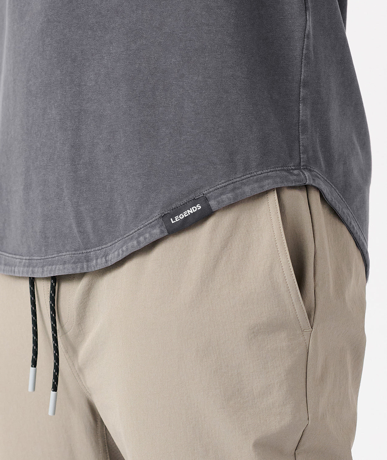 Aviation Tee Curved Hem Washed Charcoal