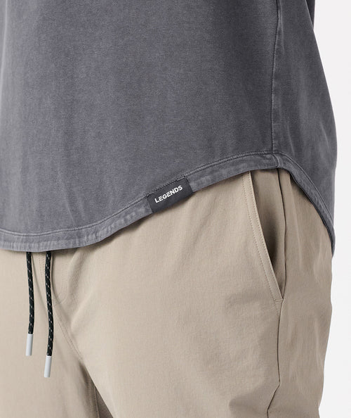 Aviation Tee Curved Hem Washed Charcoal