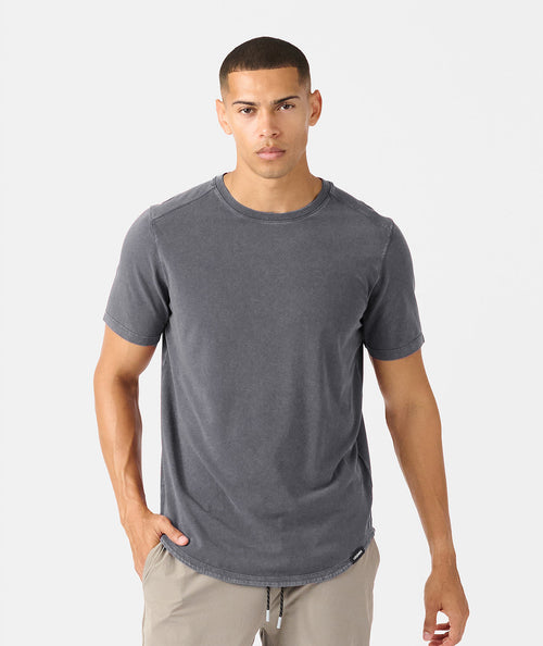 Aviation Tee Curved Hem Washed Charcoal