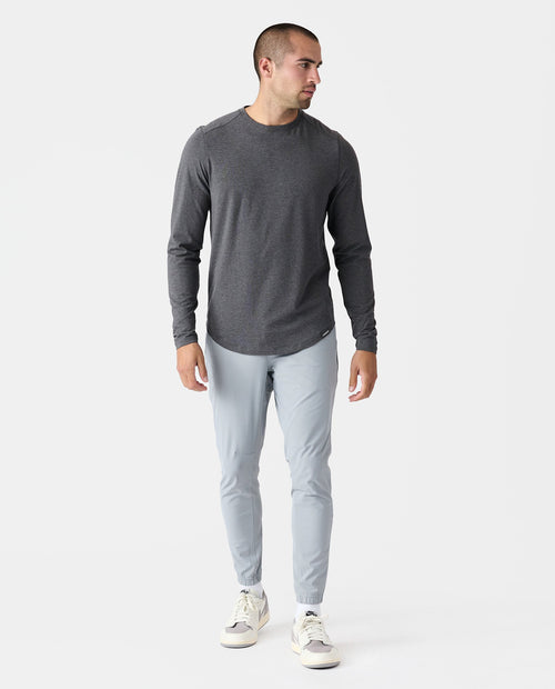 Aviation Tee Curved Hem LS Charcoal Gray Heather