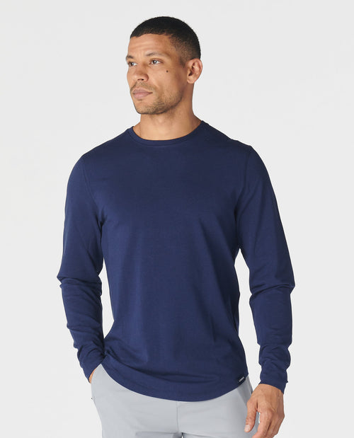 Aviation Tee Curved Hem LS Navy