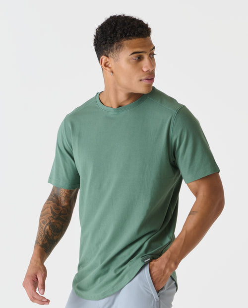 Aviation Tee Curved Hem Hunter Green