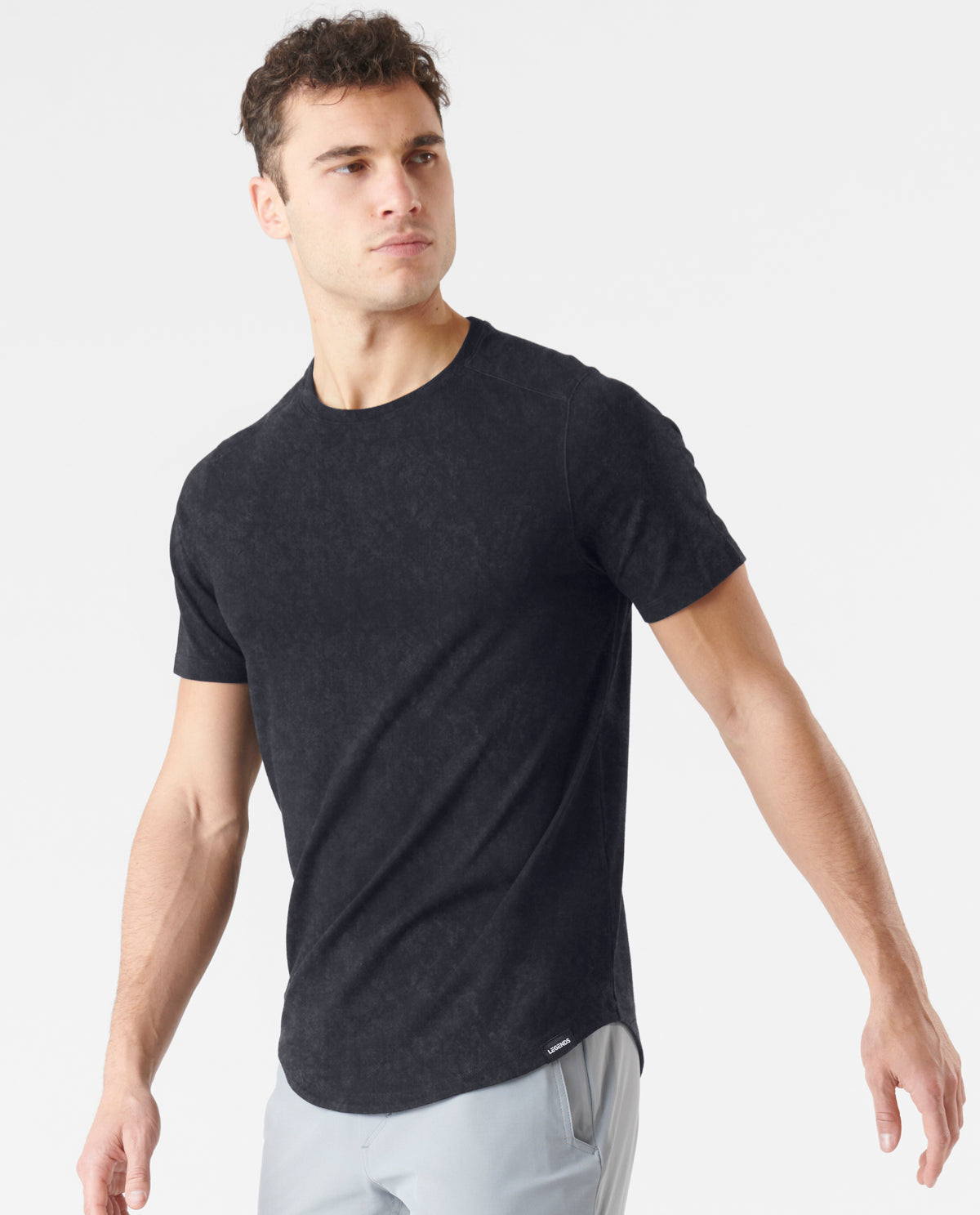 Aviation Tee Curved Hem Washed Black