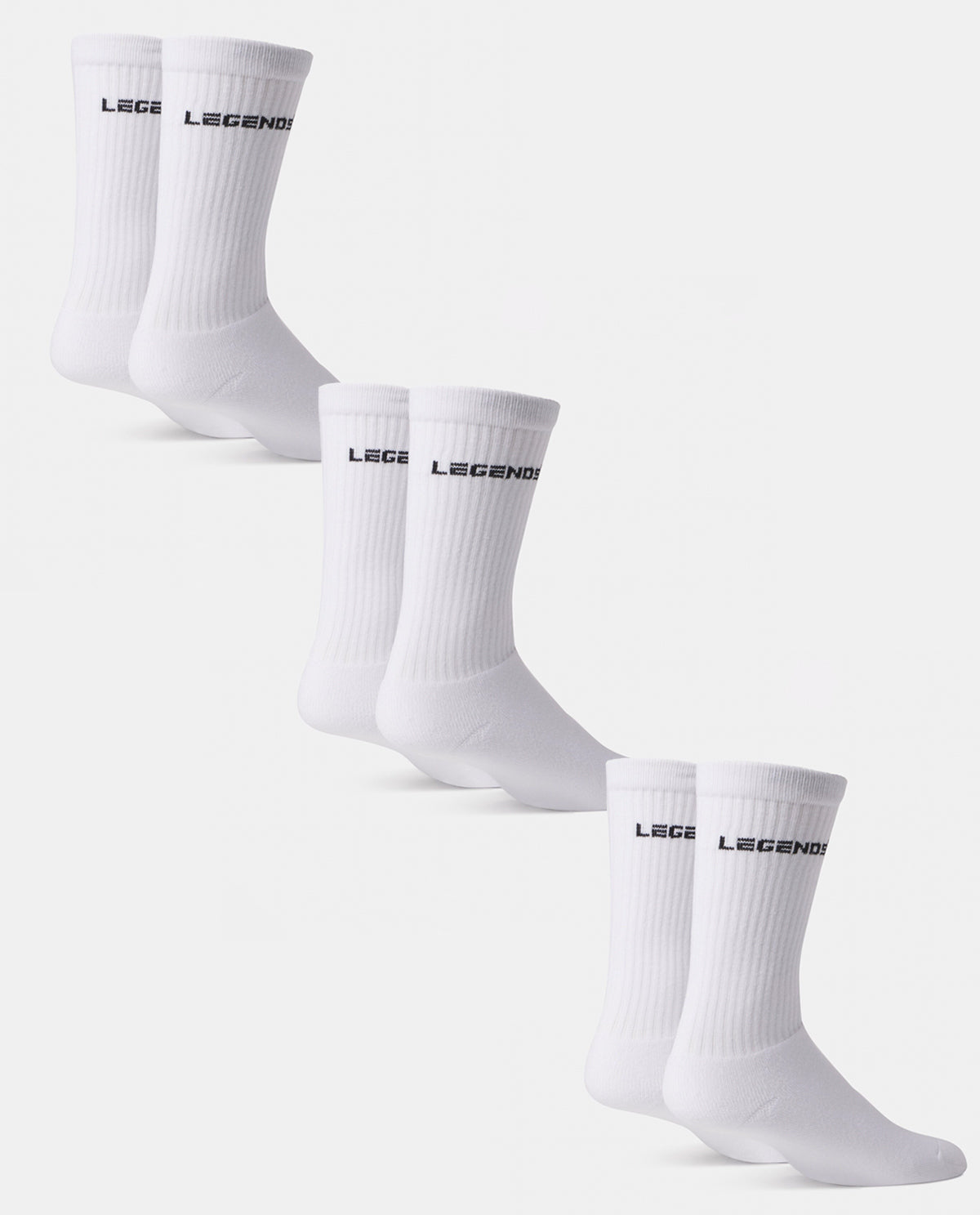 3 Pack Crew Sock White