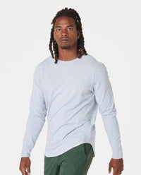 Aviation Tee Curved Hem LS Heather Gray Plus