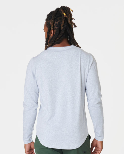 Aviation Tee Curved Hem LS Heather Gray