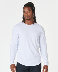 Aviation Tee Curved Hem LS White Plus