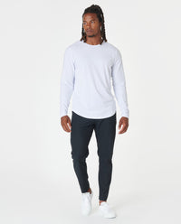 Aviation Tee Curved Hem LS White Plus