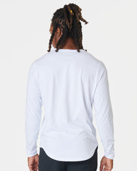 Aviation Tee Curved Hem LS White Plus