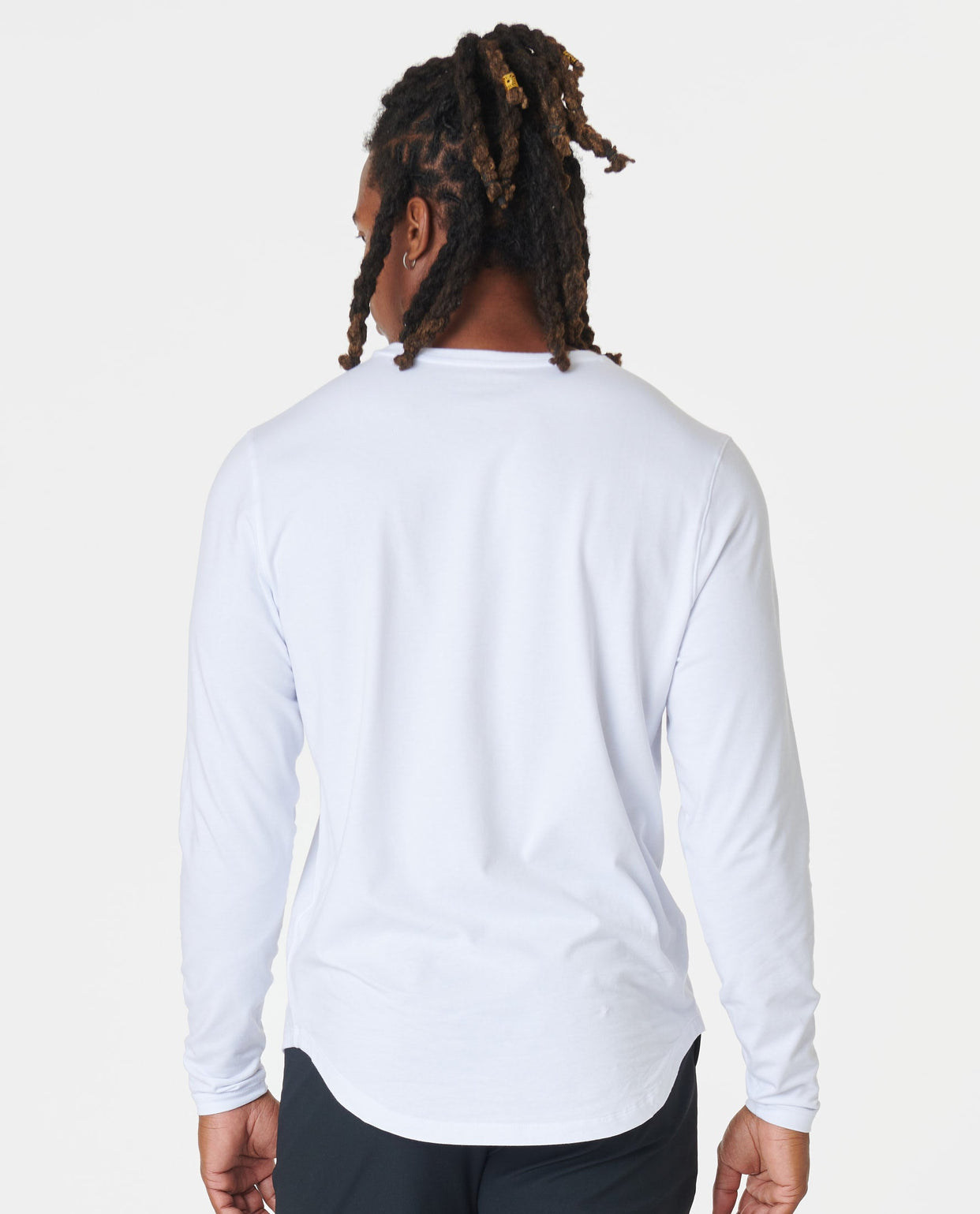 Aviation Tee Curved Hem LS White Plus