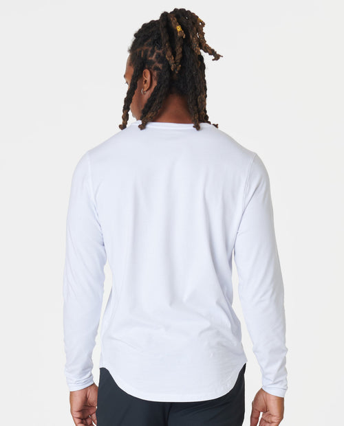 Aviation Tee Curved Hem LS White Plus