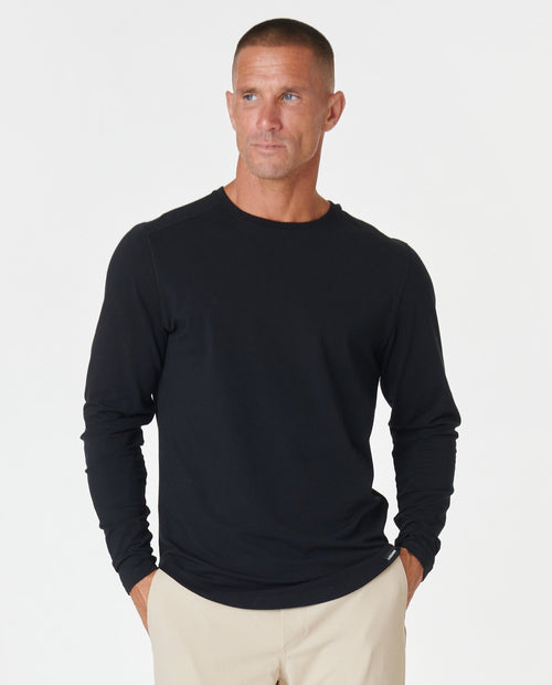 Aviation Tee Curved Hem LS Black Plus