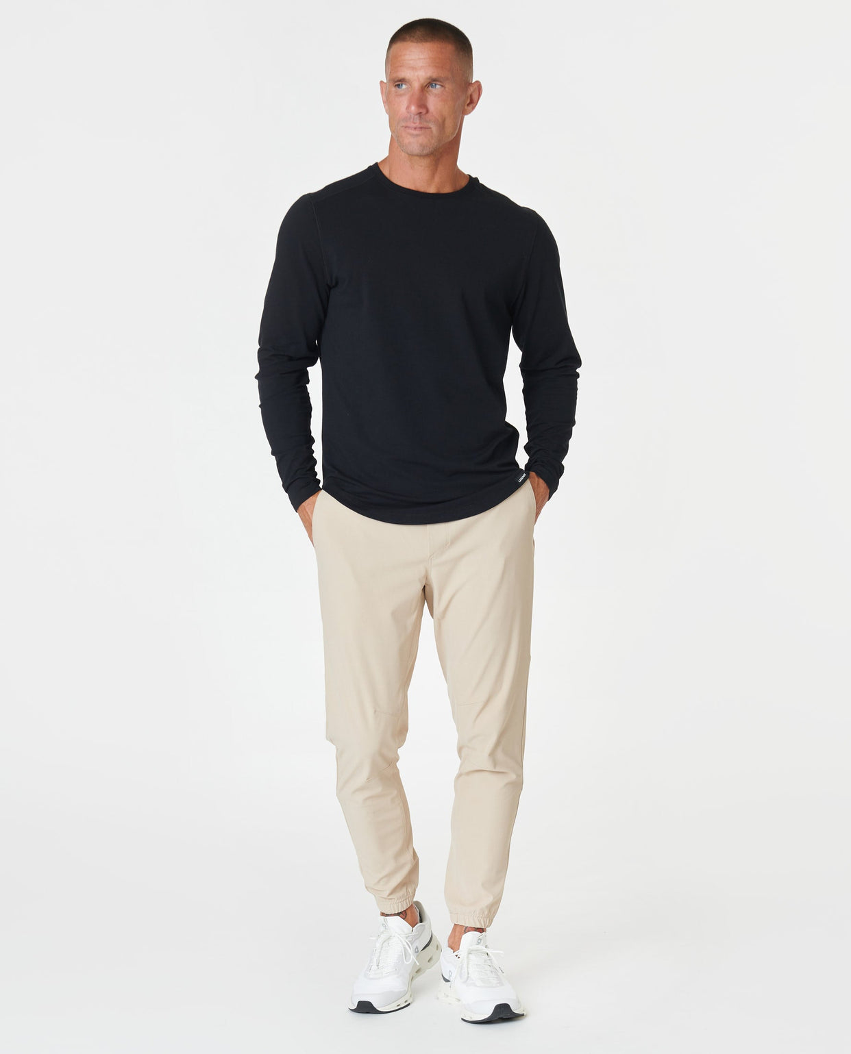 Aviation Tee Curved Hem LS Black Plus