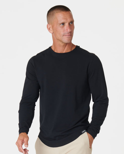 Aviation Tee Curved Hem LS Black Plus