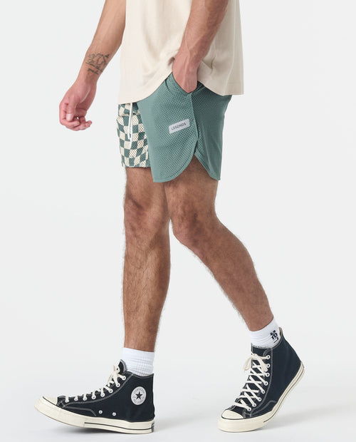 Luka Mesh Short Warped Checkers Hunter Green