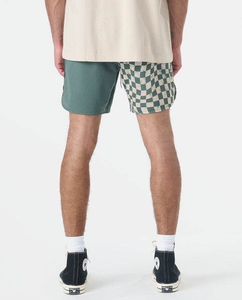 Luka Mesh Short Warped Checkers Hunter Green