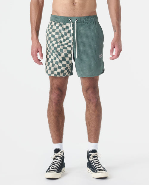 Luka Mesh Short Warped Checkers Hunter Green