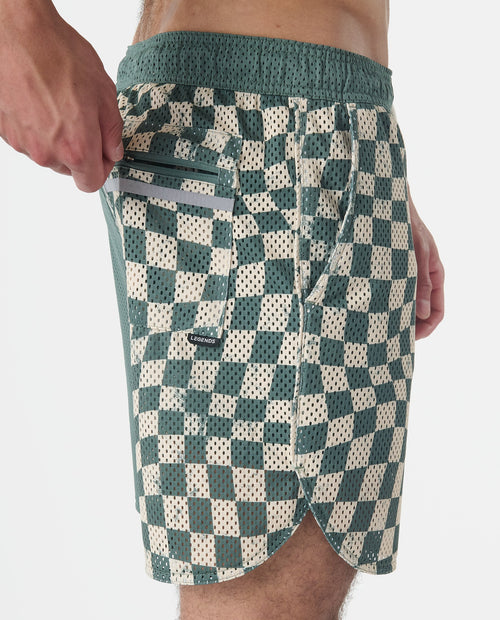 Luka Mesh Short Warped Checkers Hunter Green