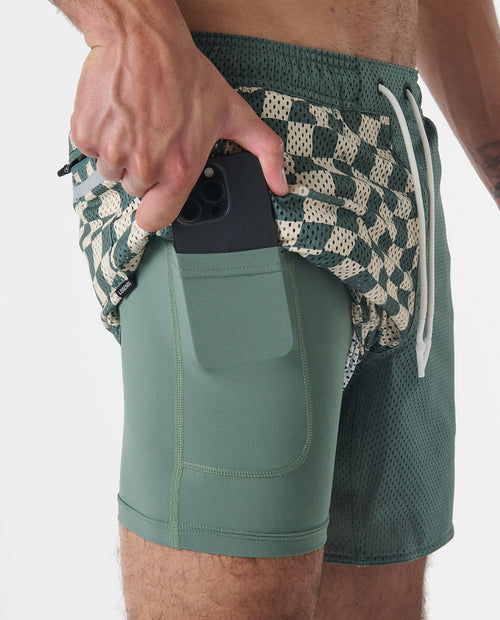 Luka Mesh Short Warped Checkers Hunter Green