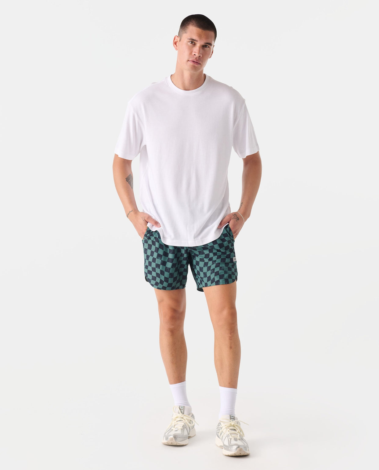 Luka Short Warped Checkers Deep Sage